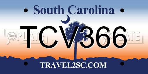 TCV366 South Carolina License Plate