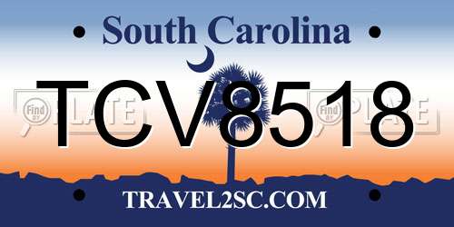 TCV8518 South Carolina License Plate