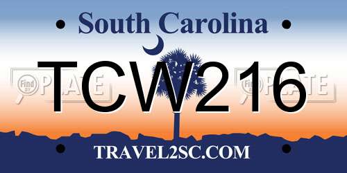 TCW216 South Carolina License Plate