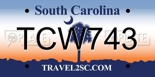 TCW743 South Carolina License Plate