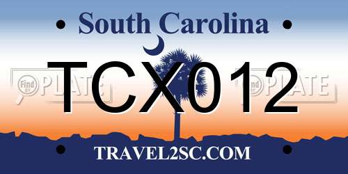 TCX012 South Carolina License Plate