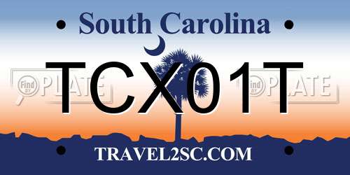 TCX01T South Carolina License Plate