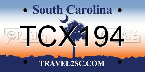 TCX194 South Carolina License Plate