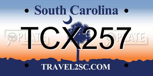 TCX257 South Carolina License Plate