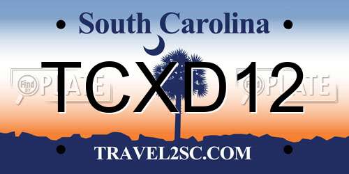 TCXD12 South Carolina License Plate