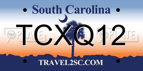 TCXQ12 South Carolina License Plate