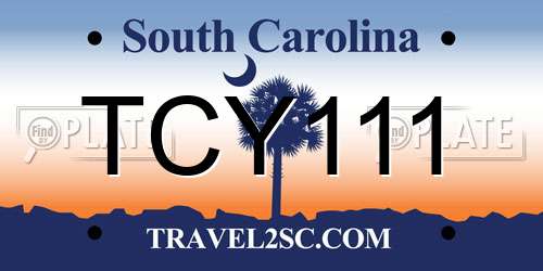 TCY111 South Carolina License Plate