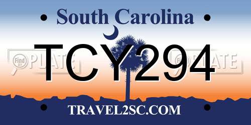 TCY294 South Carolina License Plate