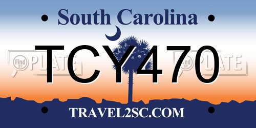 TCY470 South Carolina License Plate