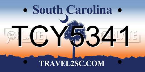 TCY5341 South Carolina License Plate