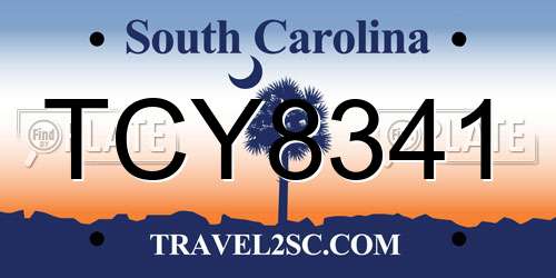 TCY8341 South Carolina License Plate