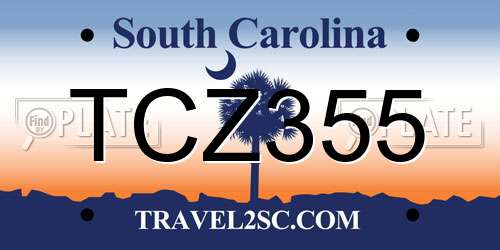 TCZ355 South Carolina License Plate