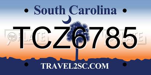 TCZ6785 South Carolina License Plate