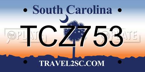 TCZ753 South Carolina License Plate