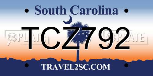 TCZ792 South Carolina License Plate