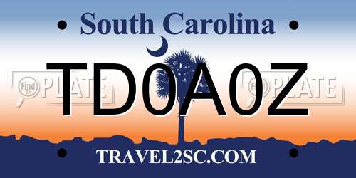 TD0A0Z South Carolina License Plate