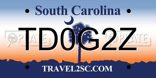 TD0G2Z South Carolina License Plate