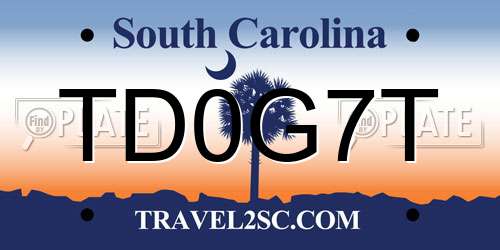 TD0G7T South Carolina License Plate