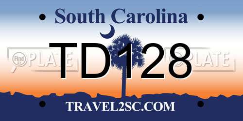 TD128 South Carolina License Plate