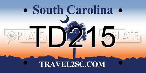 TD215 South Carolina License Plate