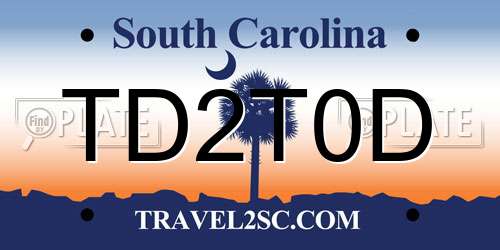 TD2T0D South Carolina License Plate