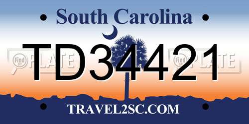 TD34421 South Carolina License Plate