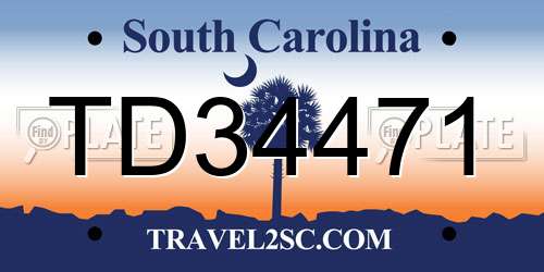 TD34471 South Carolina License Plate