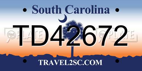 TD42672 South Carolina License Plate