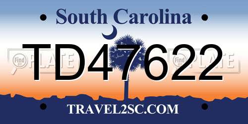 TD47622 South Carolina License Plate