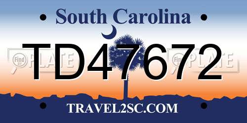 TD47672 South Carolina License Plate