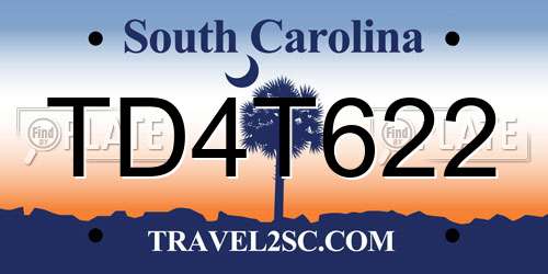 TD4T622 South Carolina License Plate