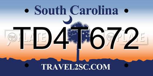 TD4T672 South Carolina License Plate