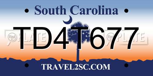 TD4T677 South Carolina License Plate