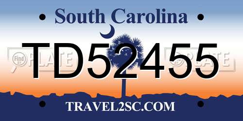 TD52455 South Carolina License Plate