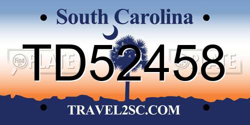 TD52458 South Carolina License Plate
