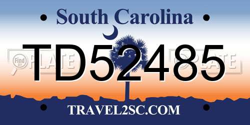 TD52485 South Carolina License Plate