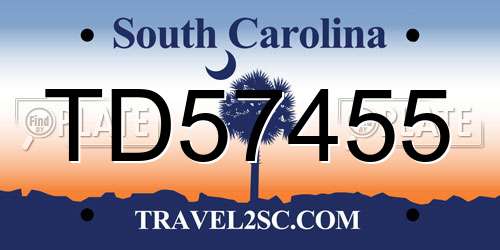 TD57455 South Carolina License Plate