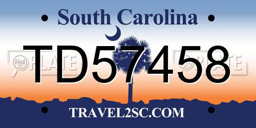TD57458 South Carolina License Plate