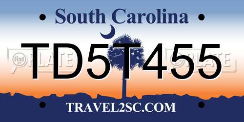 TD5T455 South Carolina License Plate
