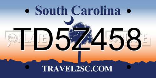 TD5Z458 South Carolina License Plate