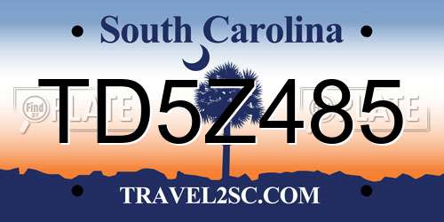 TD5Z485 South Carolina License Plate