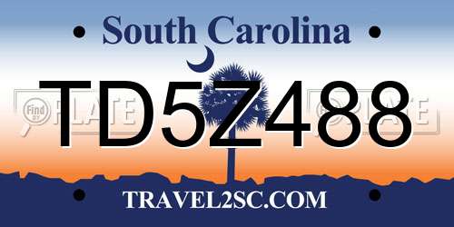 TD5Z488 South Carolina License Plate
