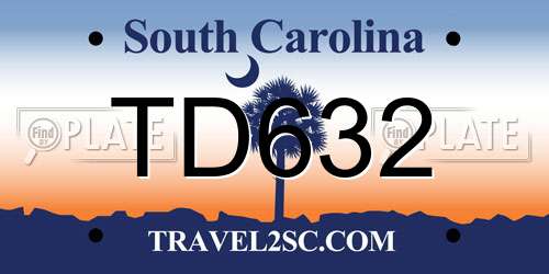 TD632 South Carolina License Plate
