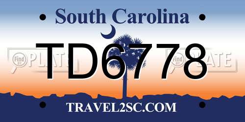 TD6778 South Carolina License Plate