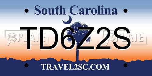 TD6Z2S South Carolina License Plate