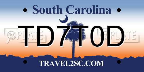 TD7T0D South Carolina License Plate