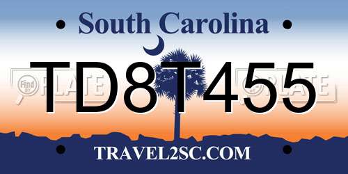 TD8T455 South Carolina License Plate