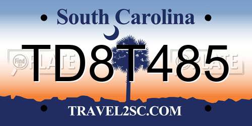 TD8T485 South Carolina License Plate