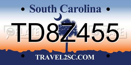 TD8Z455 South Carolina License Plate
