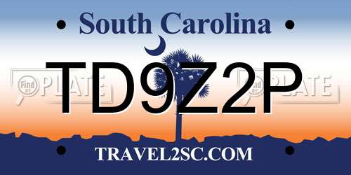 TD9Z2P South Carolina License Plate